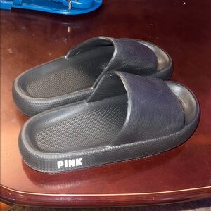 PINK Victoria's Secret Black Slide Sandals